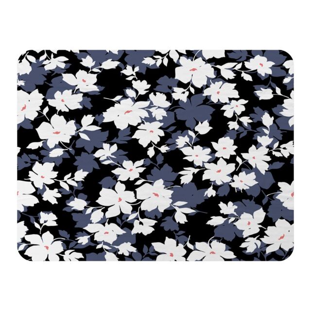 Benjamin Tate Design White Black & Purple Flowers Blanket in Natural - Size: 120 cm x 150 cm - image 1