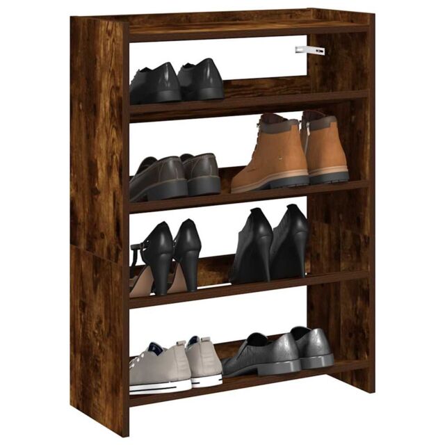 Berkfield Home Shoe Rack Smoked Oak 60x25x81 cm Engineered Wood in Brown - Size: 60 x 25 x 81 cm - image 1
