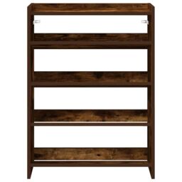 Berkfield Home Shoe Rack Smoked Oak 60x25x81 cm Engineered Wood in Brown - Size: 60 x 25 x 81 cm - thumbnail 4