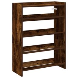 Berkfield Home Shoe Rack Smoked Oak 60x25x81 cm Engineered Wood in Brown - Size: 60 x 25 x 81 cm - thumbnail 2
