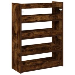 Berkfield Home Shoe Rack Smoked Oak 60x25x81 cm Engineered Wood in Brown - Size: 60 x 25 x 81 cm - thumbnail 6