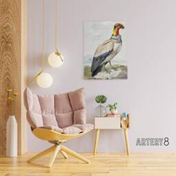"Artery8 King Vulture Bird Vintage Watercolour Schouman Canvas Wall Art Print - Size: W12"" x H16""" - thumbnail 3