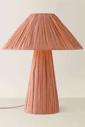 ValueLights Kaiya Pink Woven Paper Tapered Table Lamp in Dusty Pink - thumbnail 3