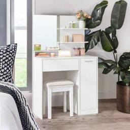 Rafaelo Mobilia 1 Drawer Dressing Table With 2 Shelves & Drawer in White - thumbnail 2