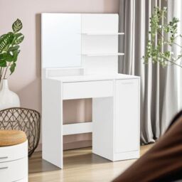 Rafaelo Mobilia 1 Drawer Dressing Table With 2 Shelves & Drawer in White - thumbnail 4