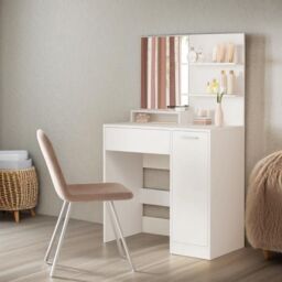 Rafaelo Mobilia 1 Drawer Dressing Table With 2 Shelves & Drawer in White - thumbnail 3