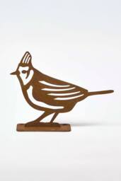 Homescapes Steel Crested Tit Fence Topper in Brown