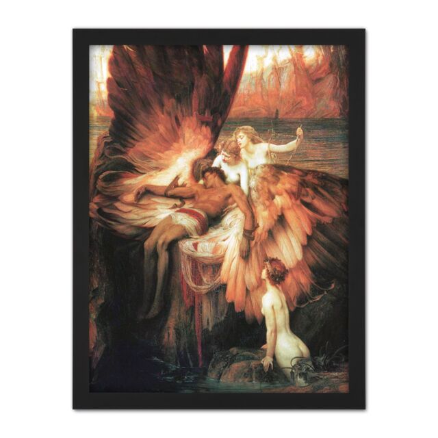 "Artery8 Wall Art Print James Mourning For Icarus Myth Greek Wings Painting Large Framed Wall Décor Art in Brown - Size: W18"" x H24""" - image 1