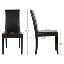 Kelvenix 4pcs Dining Kitchen Chairs High Back in Black - Size: 0.6m2 - thumbnail 2