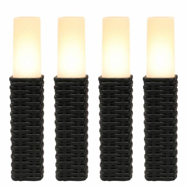 Gardenwize Pack of 4 Solar Rattan Finished Stake Lights Outdoor in Black - image 1