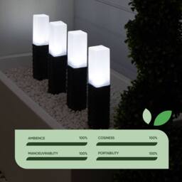 Gardenwize Pack of 4 Solar Rattan Finished Stake Lights Outdoor in Black - thumbnail 5