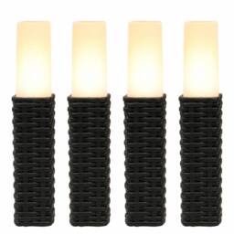 Gardenwize Pack of 4 Solar Rattan Finished Stake Lights Outdoor in Black - thumbnail 1