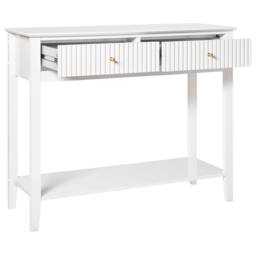 Wyld and Coco 2-Drawer Wall-Mounted Console Table White MDF 100x35cm Gold Handles - Size: 100x35 cm - thumbnail 6