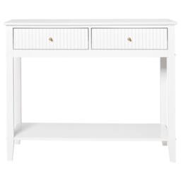 Wyld and Coco 2-Drawer Wall-Mounted Console Table White MDF 100x35cm Gold Handles - Size: 100x35 cm - thumbnail 4