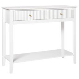Wyld and Coco 2-Drawer Wall-Mounted Console Table White MDF 100x35cm Gold Handles - Size: 100x35 cm - thumbnail 2