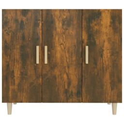 Berkfield Home Sideboard Smoked Oak 90x34x80 cm Engineered Wood in Brown - Size: 90 x 34 x 80 cm - thumbnail 3