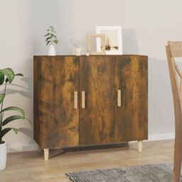 Berkfield Home Sideboard Smoked Oak 90x34x80 cm Engineered Wood in Brown - Size: 90 x 34 x 80 cm - thumbnail 1