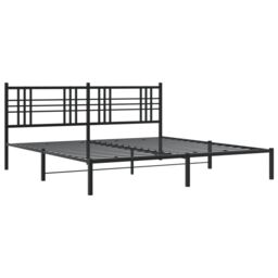 Berkfield Home Metal Bed Frame without Mattress with Headboard Black 193x203cm - Size: 193x203 cm - thumbnail 3