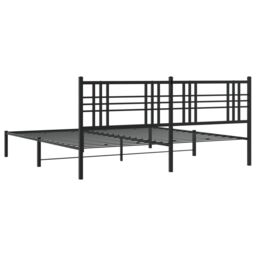 Berkfield Home Metal Bed Frame without Mattress with Headboard Black 193x203cm - Size: 193x203 cm - thumbnail 6