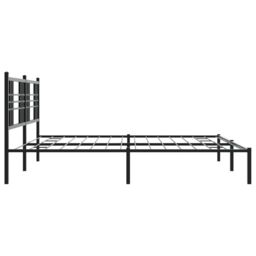 Berkfield Home Metal Bed Frame without Mattress with Headboard Black 193x203cm - Size: 193x203 cm - thumbnail 5
