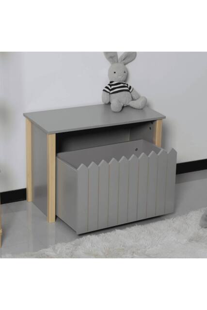 Home Source Ziggy Kids Toy Box Storage Bench Seat Ottoman Nursery Bedroom Grey - image 1