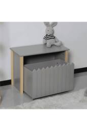 Home Source Ziggy Kids Toy Box Storage Bench Seat Ottoman Nursery Bedroom Grey