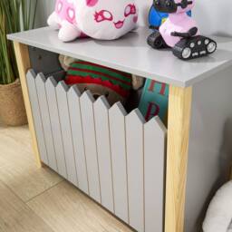 Home Source Ziggy Kids Toy Box Storage Bench Seat Ottoman Nursery Bedroom Grey - thumbnail 8