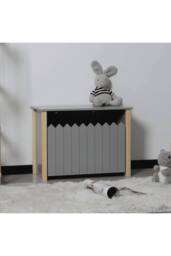 Home Source Ziggy Kids Toy Box Storage Bench Seat Ottoman Nursery Bedroom Grey - thumbnail 3