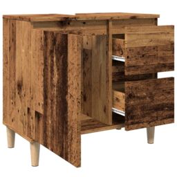 Berkfield Home Sink Cabinet Old Wood 65x33x60 cm Engineered Wood in Brown - Size: 65 x 33 x 60 cm - thumbnail 5