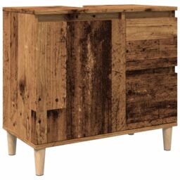 Berkfield Home Sink Cabinet Old Wood 65x33x60 cm Engineered Wood in Brown - Size: 65 x 33 x 60 cm - thumbnail 2