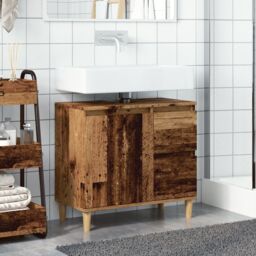 Berkfield Home Sink Cabinet Old Wood 65x33x60 cm Engineered Wood in Brown - Size: 65 x 33 x 60 cm - thumbnail 3