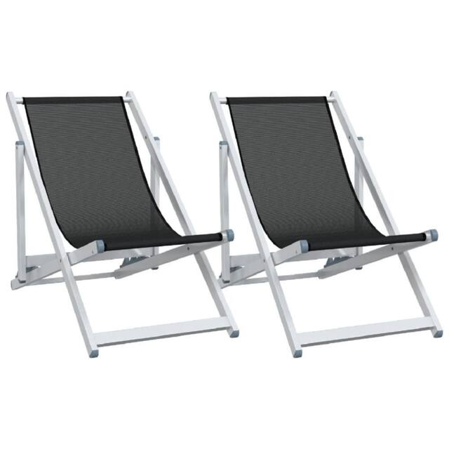 Berkfield Home Folding Beach Chairs 2 pcs Black Aluminium & Textilene - image 1