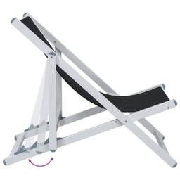 Berkfield Home Folding Beach Chairs 2 pcs Black Aluminium & Textilene - thumbnail 7