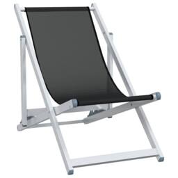 Berkfield Home Folding Beach Chairs 2 pcs Black Aluminium & Textilene - thumbnail 3
