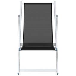 Berkfield Home Folding Beach Chairs 2 pcs Black Aluminium & Textilene - thumbnail 4
