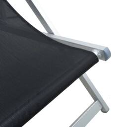 Berkfield Home Folding Beach Chairs 2 pcs Black Aluminium & Textilene - thumbnail 9