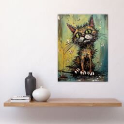 "Artery8 Wall Art Print Alley Cat Stray Scruffy Moggie Painting By Tom Jones Poster - Size: W18"" x H24""" - thumbnail 4