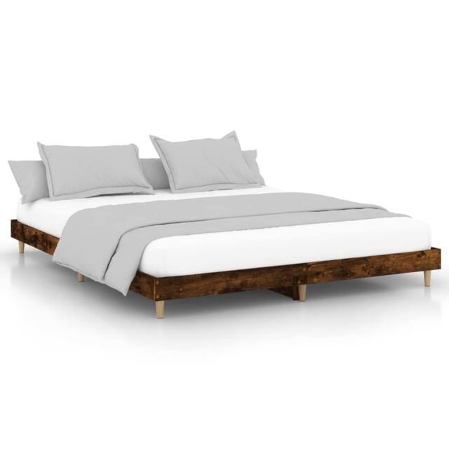 Berkfield Home Bed Frame Smoked Oak 140x200 cm Engineered Wood in Brown - image 1