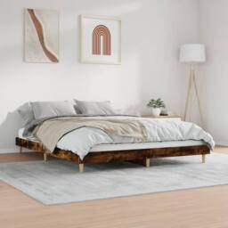 Berkfield Home Bed Frame Smoked Oak 140x200 cm Engineered Wood in Brown - thumbnail 4