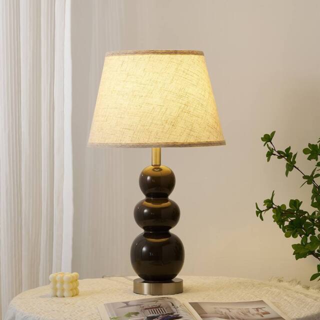 NIVOR 62.4cm Brown Ceramic Table Lamp With USB Ports & Bulb Included 2 Set - image 1