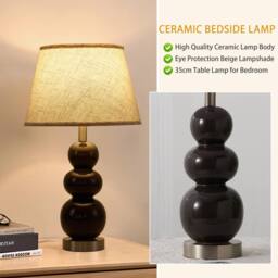 NIVOR 62.4cm Brown Ceramic Table Lamp With USB Ports & Bulb Included 2 Set - thumbnail 6