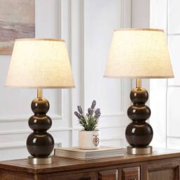 NIVOR 62.4cm Brown Ceramic Table Lamp With USB Ports & Bulb Included 2 Set - thumbnail 8