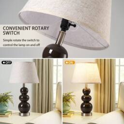 NIVOR 62.4cm Brown Ceramic Table Lamp With USB Ports & Bulb Included 2 Set - thumbnail 4