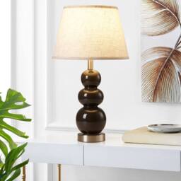 NIVOR 62.4cm Brown Ceramic Table Lamp With USB Ports & Bulb Included 2 Set - thumbnail 7