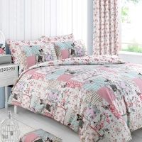 Velosso Boutique Cotton Rich Printed Duvet Cover & Pillowcase Set in Pink - Size: King