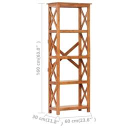 Berkfield Home Bookshelf 60x30x160 cm Solid Acacia Wood Honey Finish in Brown - Size: 60 x 30 x 160 cm - thumbnail 7