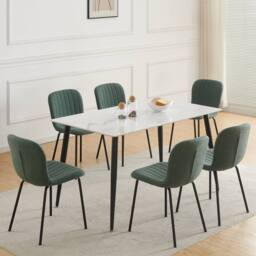 MCC Direct Bella Luxe Set of 6 Teddy Faux Fur Dining Chairs in Green