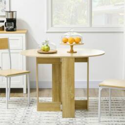 EONLION Oak-Folding Drop Leaf Dining Table in Light Oak - Size: 100 cm - thumbnail 4