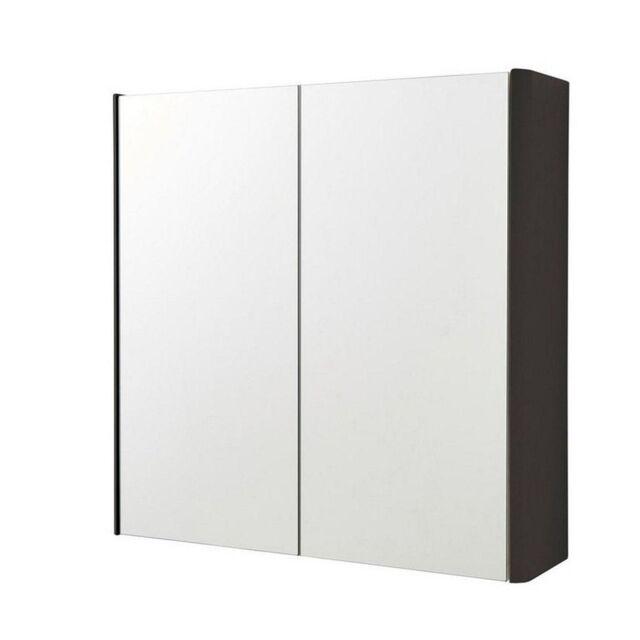 Clifton Matt Graphite 2-Door Mirror Bathroom Cabinet 60cm H x 60cm W in Dark Grey - Size: 60 cm H x 60 cm W - image 1