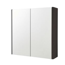 Clifton Matt Graphite 2-Door Mirror Bathroom Cabinet 60cm H x 60cm W in Dark Grey - Size: 60 cm H x 60 cm W - thumbnail 1